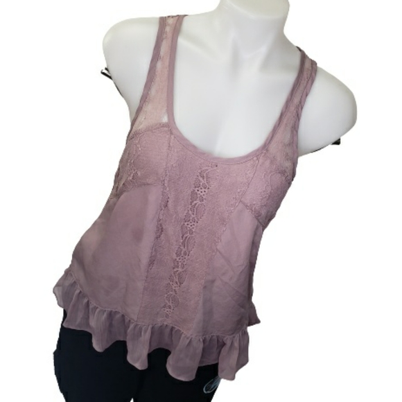 BOGO FREE-PARAPHRASE Mauve Frilly Tank Blouse PS - Picture 5 of 7